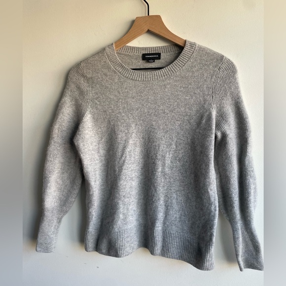 SummerSalt|| Cashmere The Coziest Blend Bishop-Sleeve Sweater, Size small, gray - Picture 5 of 10